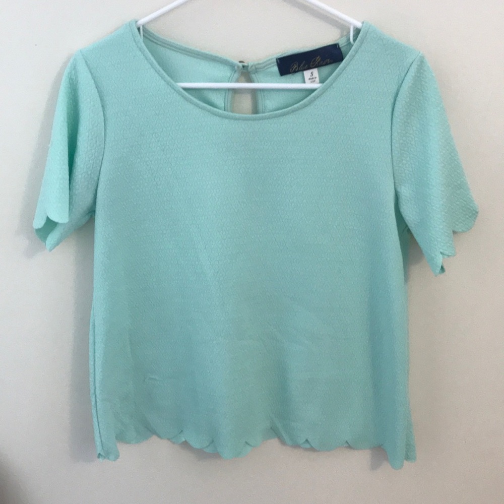 Mint green scalloped top